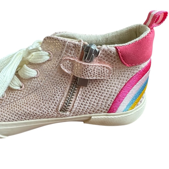 Joules Girls Metallic Snakeskin Pink Rainbow Sneakers Sz 3 - Picture 5 of 10